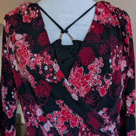 vintage y2k I.N. san fransisco floral wrap halter neck top (large) - Picture 4 of 6